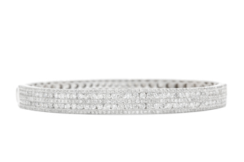 18K WHITE GOLD 5-ROW CHANNEL AND BEADSET DIAMOND BANGLE